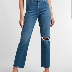 EXPRESS Ripped Modern Straight Super High Rise Jean, Medium Wash, Women’s 6R NWT